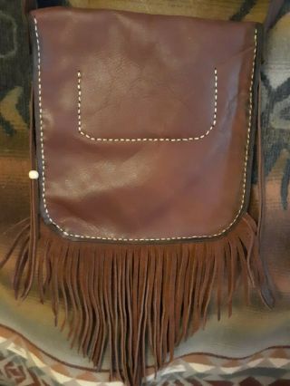 Mountain Man Beaver Tail style Possibles Bag w/ Beaded Turtle Medallion 5