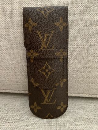 Louis Vuitton Brown Monogram Coated Canvas Etui Pen Holder Case Vintage