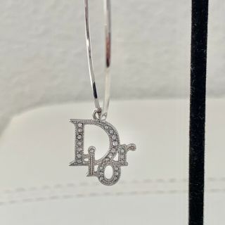 RARE Vintage Authentic Christian Dior Crystal Monogram Logo Hoops Earrings 7