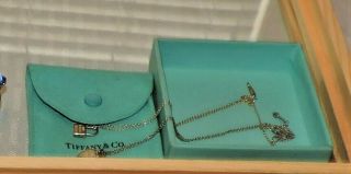 3165 Pair Vintage Tiffany & Co 925 Sterling Silver Necklaces Hearts Lock
