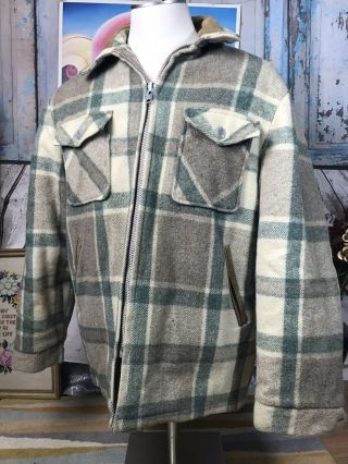 Woolrich Vintage 70’ - 80’s Faux Sherpa Lined Wool Outdoor Plaid Coat Size M/l