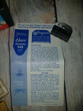 Vintage Oster Model 10 Heavy Duty Progienic Pro Electric Clipper USA 6