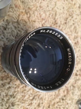 RARE Vintage Nippon Kogaku Nikkor F=13.  5cm 1:3.  5 Chrome Camera Rangefinder Lens 2