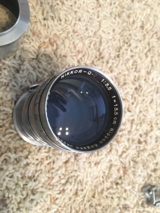 RARE Vintage Nippon Kogaku Nikkor F=13.  5cm 1:3.  5 Chrome Camera Rangefinder Lens 3