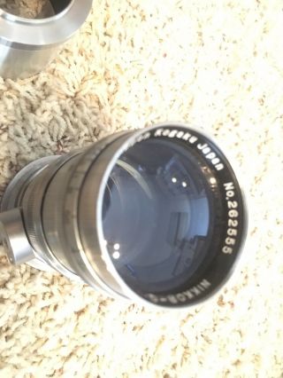 RARE Vintage Nippon Kogaku Nikkor F=13.  5cm 1:3.  5 Chrome Camera Rangefinder Lens 4