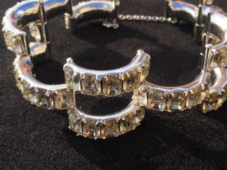 VNTG EISENBERG Signed Clear Ice Rhinestone Crystal Thick Silver Metal Bracelet 3