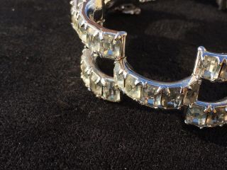 VNTG EISENBERG Signed Clear Ice Rhinestone Crystal Thick Silver Metal Bracelet 4
