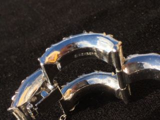 VNTG EISENBERG Signed Clear Ice Rhinestone Crystal Thick Silver Metal Bracelet 5