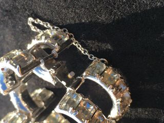 VNTG EISENBERG Signed Clear Ice Rhinestone Crystal Thick Silver Metal Bracelet 7