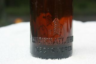 Vintage Amber Straight Side SS Coca Cola Bottle - - Cincinnati,  Ohio - - OH arrows 2