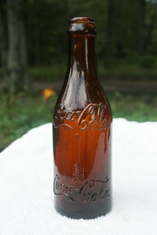 Vintage Amber Straight Side SS Coca Cola Bottle - - Cincinnati,  Ohio - - OH arrows 3