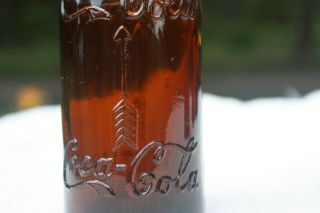 Vintage Amber Straight Side SS Coca Cola Bottle - - Cincinnati,  Ohio - - OH arrows 4