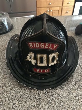 Vintage Cairns & Brother Metal Fire Helmet With Leather Patch