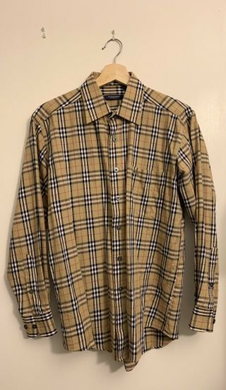 Burberry Vintage Nova Check Dress Shirt Classic Beige Medium Men’s Button Down
