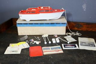 Vintage Motorized Toy Boat - 1960 Phillips 66 Yacht With Pier Gas Pumps Promo