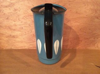 Vintage Mid Century Cathrineholm Lotus Enamel Coffee Pot Blue Norway Percolator 4
