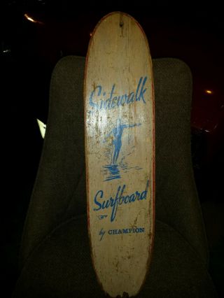 60s Champion Sidewalk Surfer Skateboard,  Very Rare.  Been Stored 50 Years.
