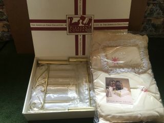 Vintage Pleasant Company American Girl Samantha Brass Bed Pad Quilt & Pillow Set