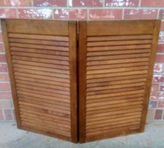 Vintage Wood Shutters Louvered 2 Panels Hinged Interior Window 36w X 29h