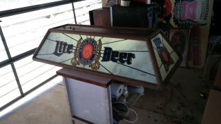 Vtg Miller Lite Beer Sign Pool Light Tavern Bar Display Rec Room Man Cave Game