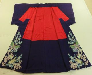 Japanese Vintage Kimono,  Silk,  Bridal Costume,  Purple,  Butterfly P040944
