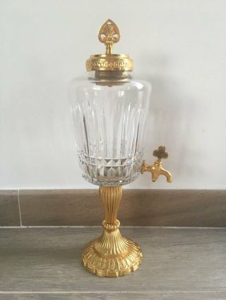 French Vintage Brass Cutted Glass Absinthe Fountain