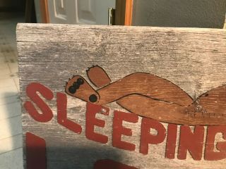 VINTAGE WOODEN SIGN OLD CABIN SIGN SLEEPING BEAR LODGE OLD HAND MADE 2
