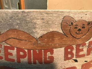 VINTAGE WOODEN SIGN OLD CABIN SIGN SLEEPING BEAR LODGE OLD HAND MADE 3