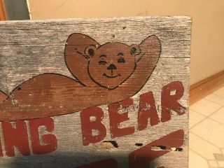 VINTAGE WOODEN SIGN OLD CABIN SIGN SLEEPING BEAR LODGE OLD HAND MADE 4