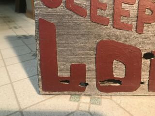 VINTAGE WOODEN SIGN OLD CABIN SIGN SLEEPING BEAR LODGE OLD HAND MADE 7