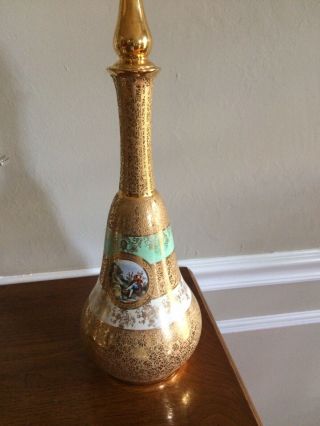 Le Mieux Decanter China,  Vintage,  15 " Tall/stopper,  Gold,  Victorian Scene