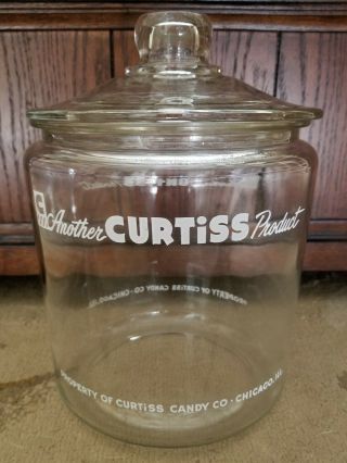 Curtiss Vintage Candy Peanut Cookie Store Display Glass Jar Lid Lance Tom 
