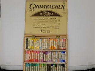 Vintage Grumbacher 60 Soft Pastels Assorted Set No.  56 Wood Case 3