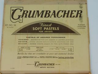 Vintage Grumbacher 60 Soft Pastels Assorted Set No.  56 Wood Case 5