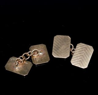 ART DECO VINTAGE CUFF LINKS 9CT GOLD ENGRAVED LOVELY CHAIN LINK 1922 7g 5