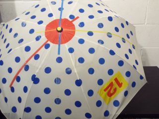 Vintage SWATCH WATCH UMBRELLA - White With Blue Polka Dots - VERY RARE - 3