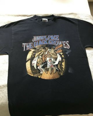 Vintage Jimmy Page And The Black Crowes On Stage Together Shirt 2000 Large