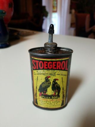 Vintage Handy Oiler Gun Oil Can Tin Lead Top Stoegerol Household Oil Stoeger Arm
