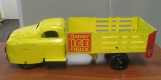 Vintage Wyandotte? Pressed Steel Banner Ice Stake Bed Truck 13 - 1/4 " Banner Toys