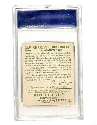 1934 Goudey 34 Charles Chick Hafey vintage card PSA 7 Reds RARE 2