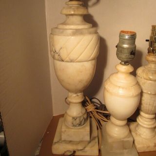 4 Different Neoclassical Alabaster Marble Table Lamps or Parts Vintage 3