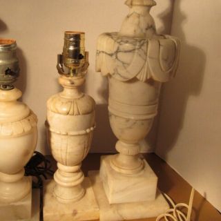 4 Different Neoclassical Alabaster Marble Table Lamps or Parts Vintage 4