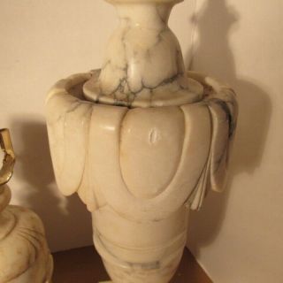 4 Different Neoclassical Alabaster Marble Table Lamps or Parts Vintage 5