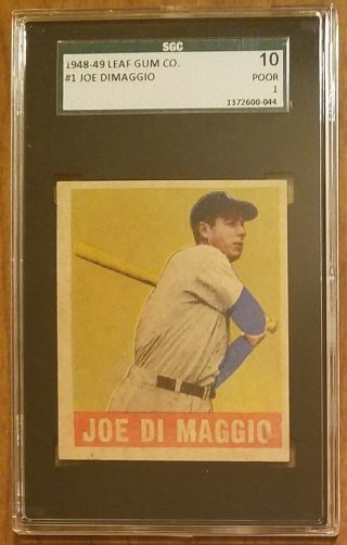 Joe Dimaggio 1948 Leaf Sgc 10 Poor 1 Yankees Hof L@@k Rare