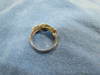 Lovely Vintage Women ' s Gold Filled Floral Design Sapphire Ring Size 9 7