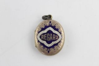 3 x Antique Rolled Gold ENAMEL LOCKETS inc.  Seed Pearl,  Victorian,  Regard 8