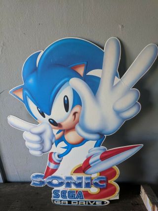 Rare Sonic 3 Sega Genesis Advertising Decor Cutout Retro Vintage Video Game Art