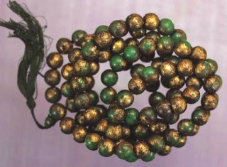 Meditation Necklace Old Jade With Gold Sheet Mala Buddhist Prayer Mala 108 Beads