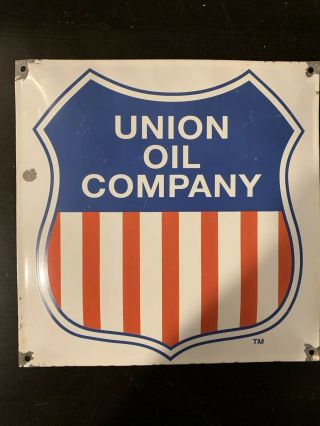Vintage Union Oil Company Porcelain Gas Service Station Pump Garage Sign