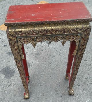 80 Year Old Altar Table Buddha Temple Gold Gilt Wood Carved Antique Vintage 4